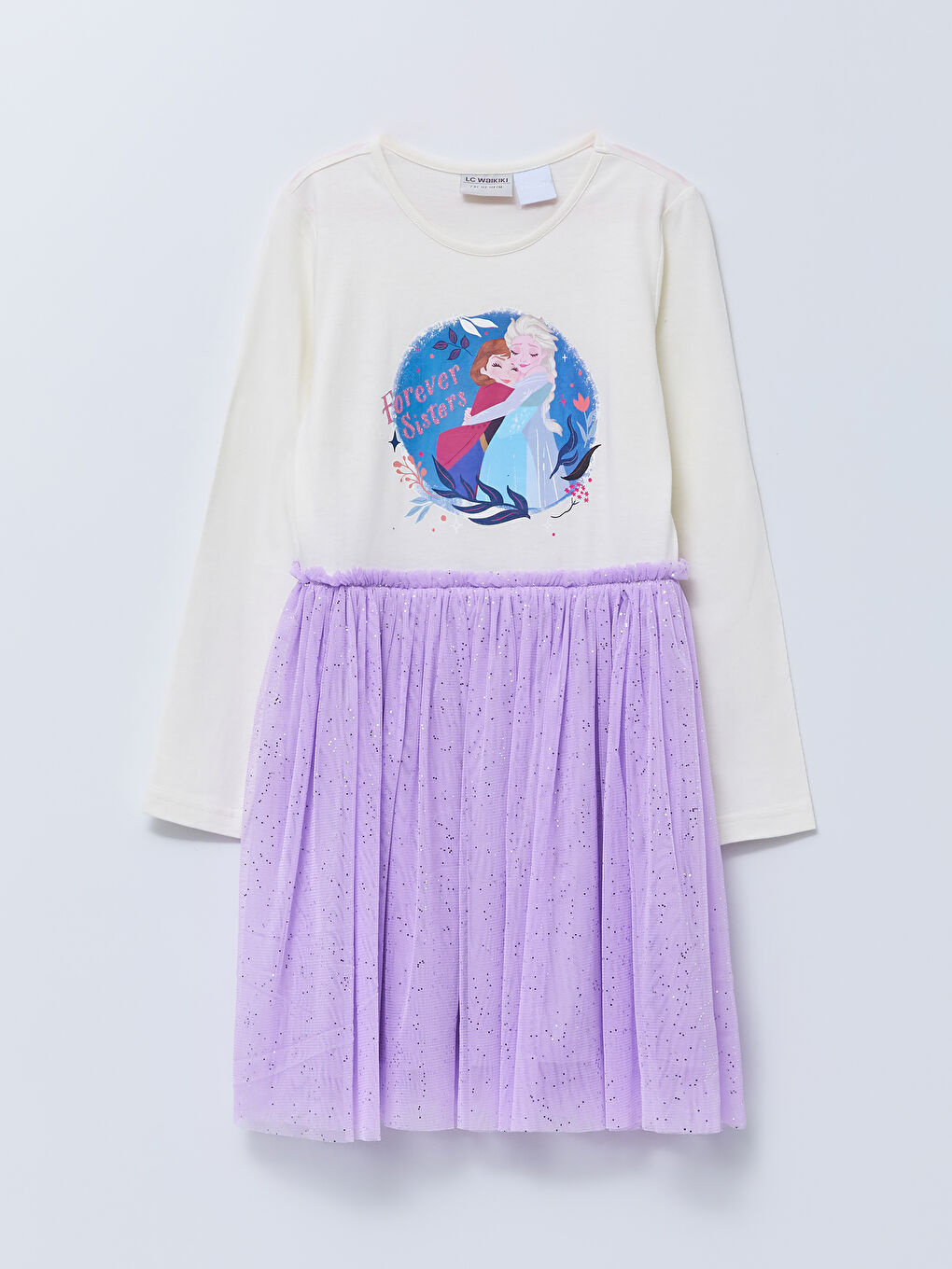 Crew Neck Frozen Printed Long Sleeve Girl Dress -S2BF06Z4-G0W