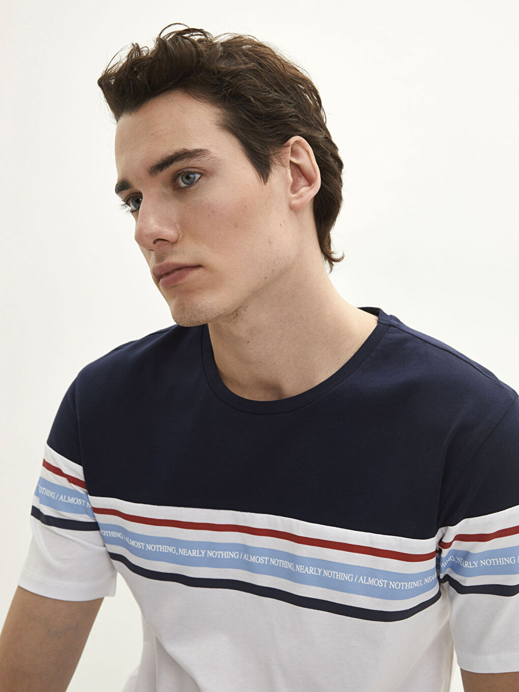 Tricou pentru Bărbați cu Guler Rotund, Mânecă Scurtă, Bloc de Culoare, Jerseu