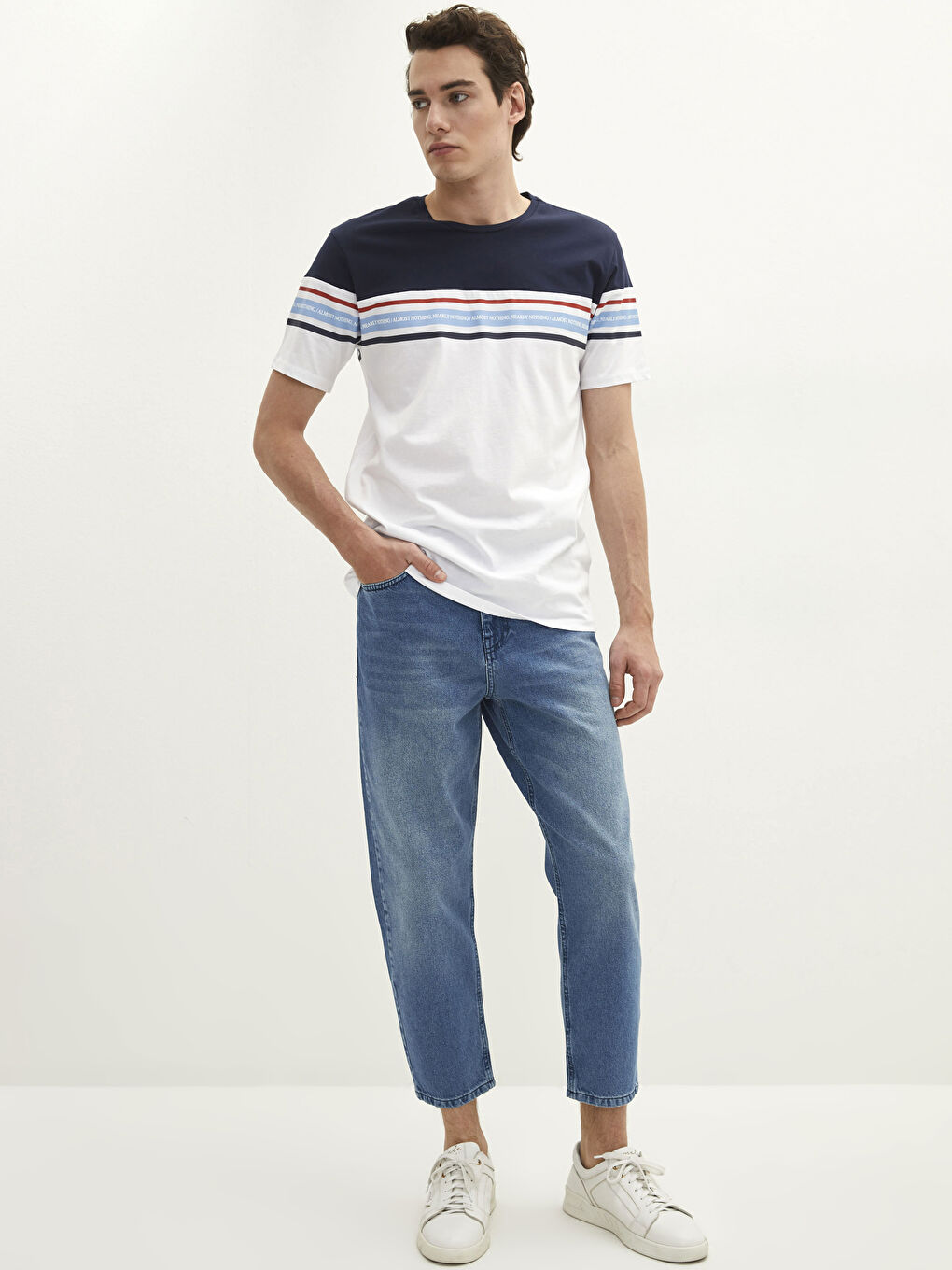 Tricou pentru Bărbați cu Guler Rotund, Mânecă Scurtă, Bloc de Culoare, Jerseu-2