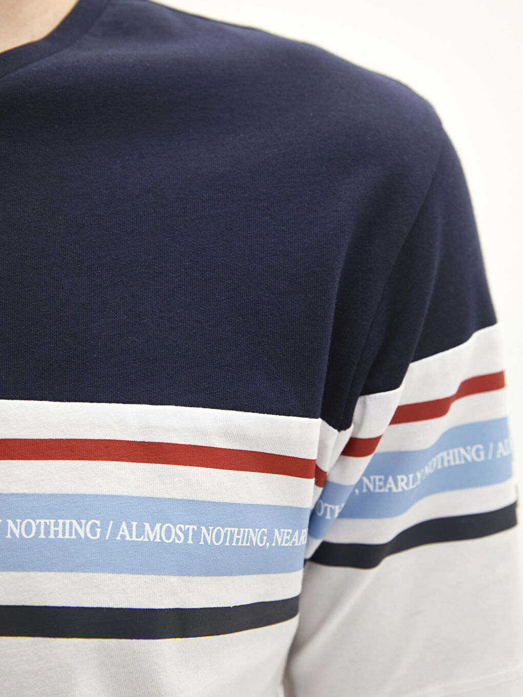 Tricou pentru Bărbați cu Guler Rotund, Mânecă Scurtă, Bloc de Culoare, Jerseu-3