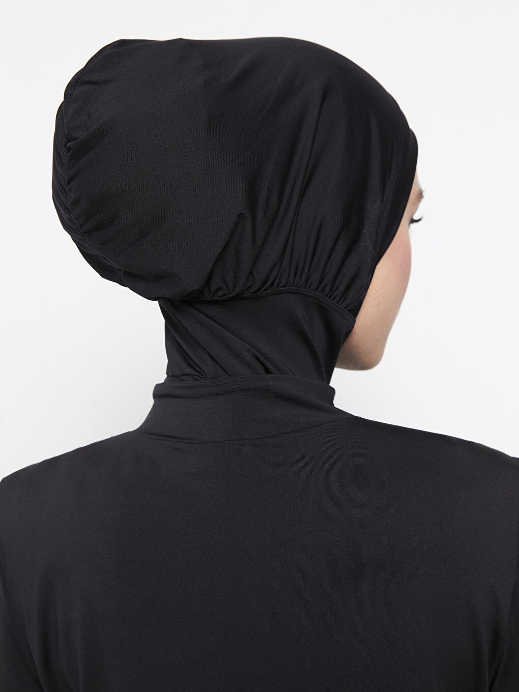 طقم ملابس سباحة محتشمة للنساء بياقة قمع وكم طويل-4