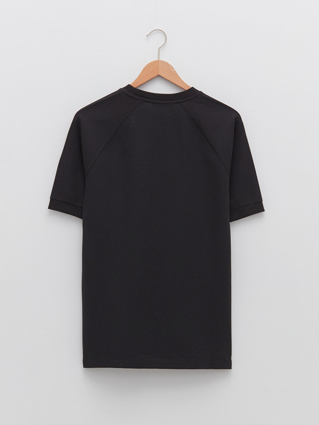 Siyah Bisiklet Yaka Kısa Kollu Basic Penye Erkek Tişört-6
