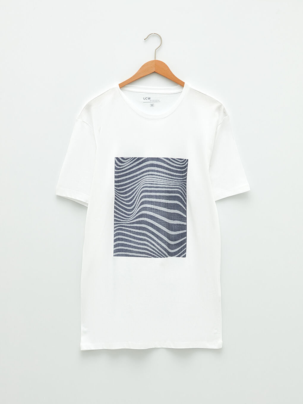 Beyaz Bisiklet Yaka Kısa Kollu Baskılı Penye Erkek Tişört-5