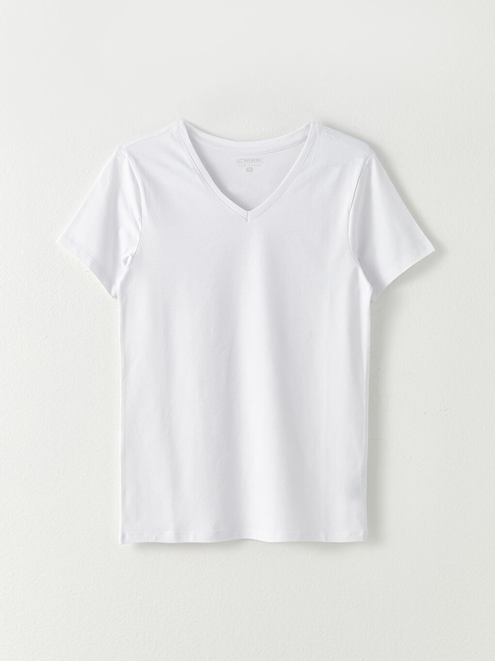 Beyaz V Yaka Kısa Kollu Erkek Atlet-5