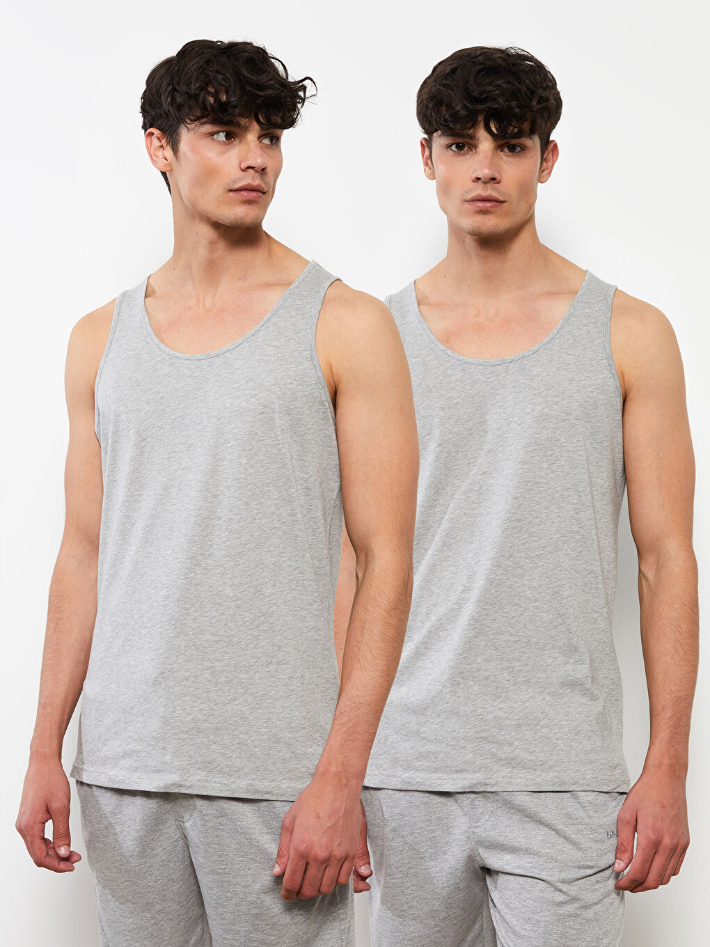 Gri U Yaka Basic Pamuklu Erkek Atlet 2'li