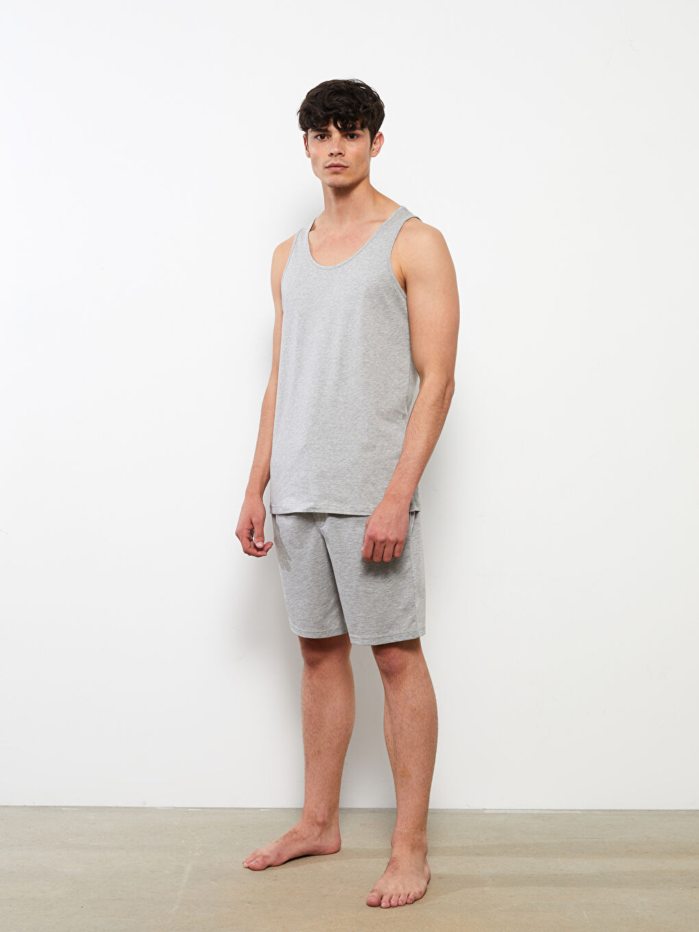 Gri U Yaka Basic Pamuklu Erkek Atlet 2'li-3