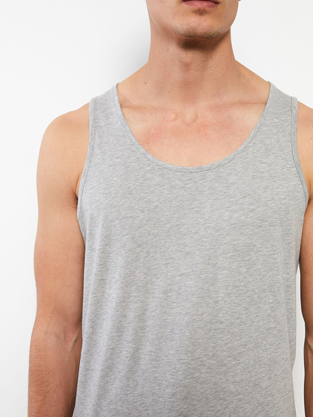 Gri U Yaka Basic Pamuklu Erkek Atlet 2'li-4