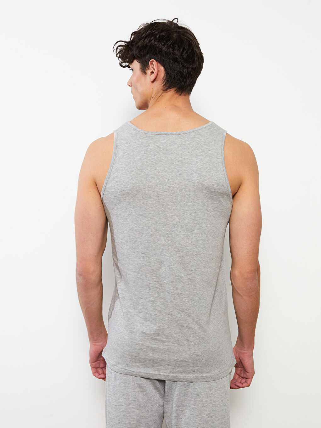 Gri U Yaka Basic Pamuklu Erkek Atlet 2'li-5