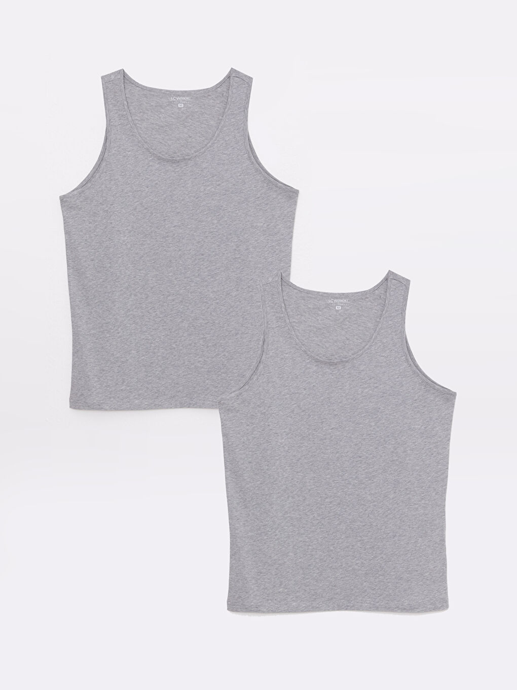 Gri U Yaka Basic Pamuklu Erkek Atlet 2'li-6