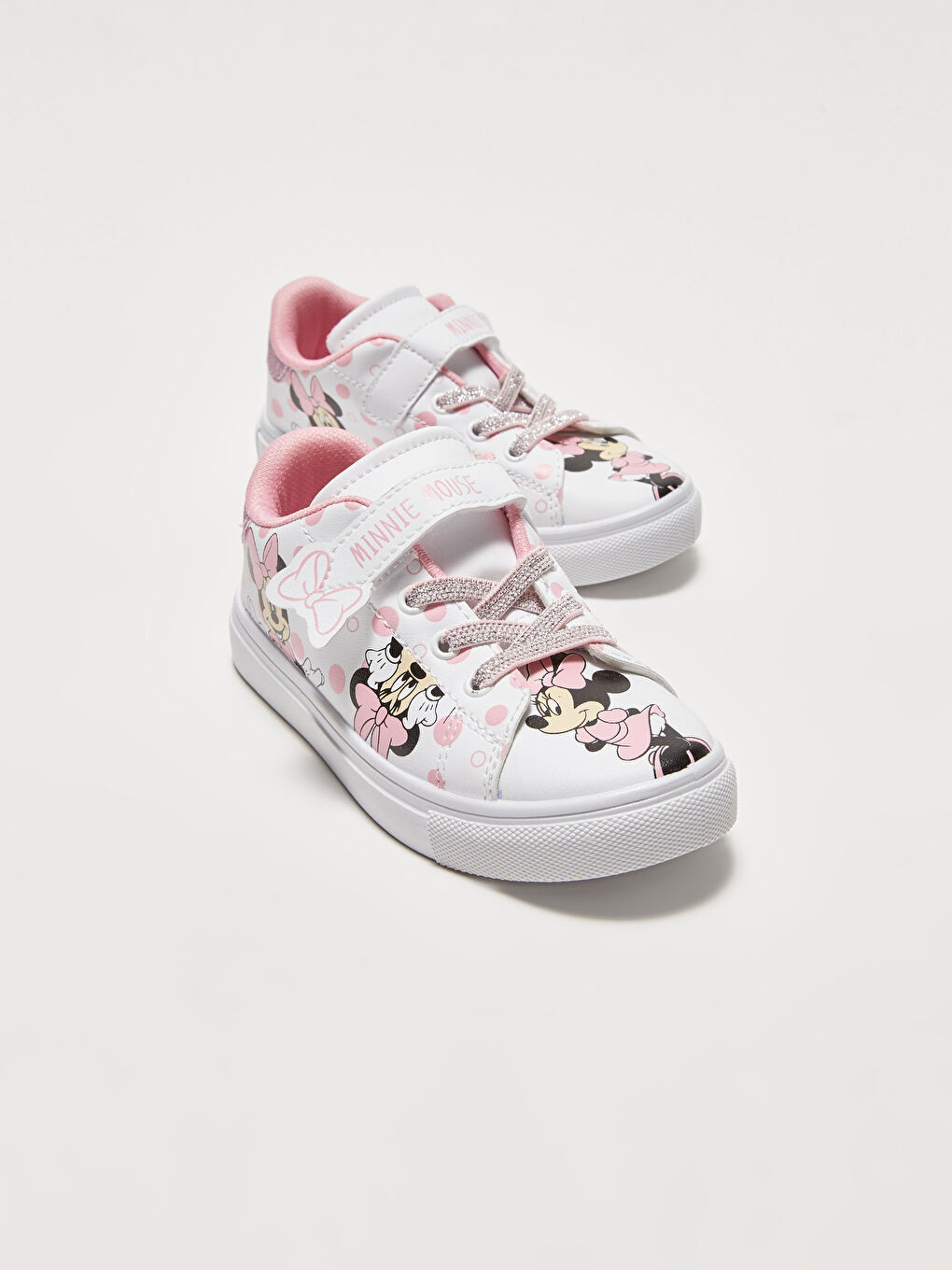Beyaz Minnie Mouse Lisanslı Bağcık ve Cırt Cırtlı Kız Bebek Spor Ayakkabı-2
