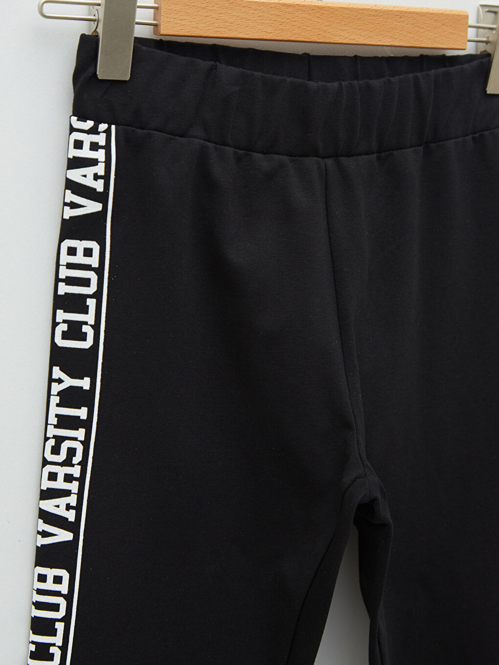 Siyah Beli Lastikli Baskılı Pamuklu Kız Çocuk Tayt-2