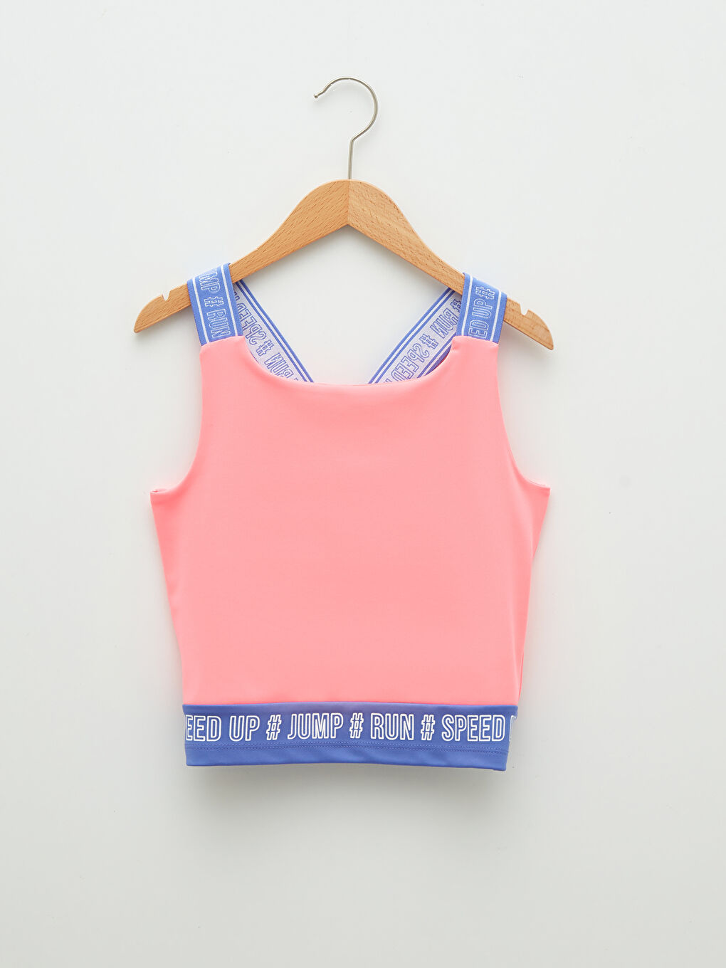 تيشيرت بدون أكمام مطبوع بياقة دائرية للبنات