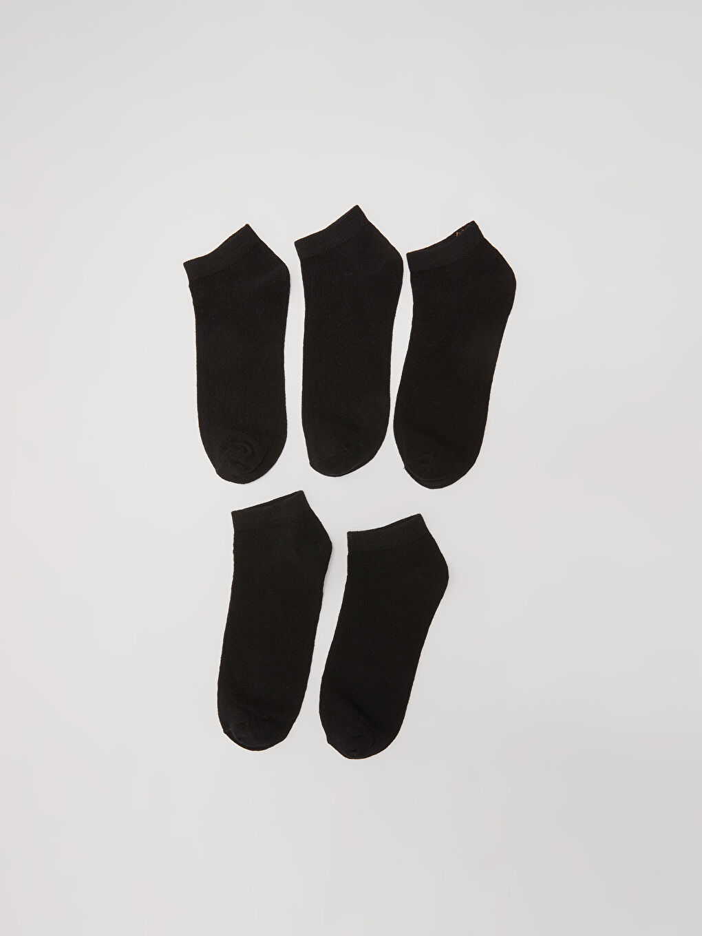 Siyah Kadın Düz Patik Çorap 5'li