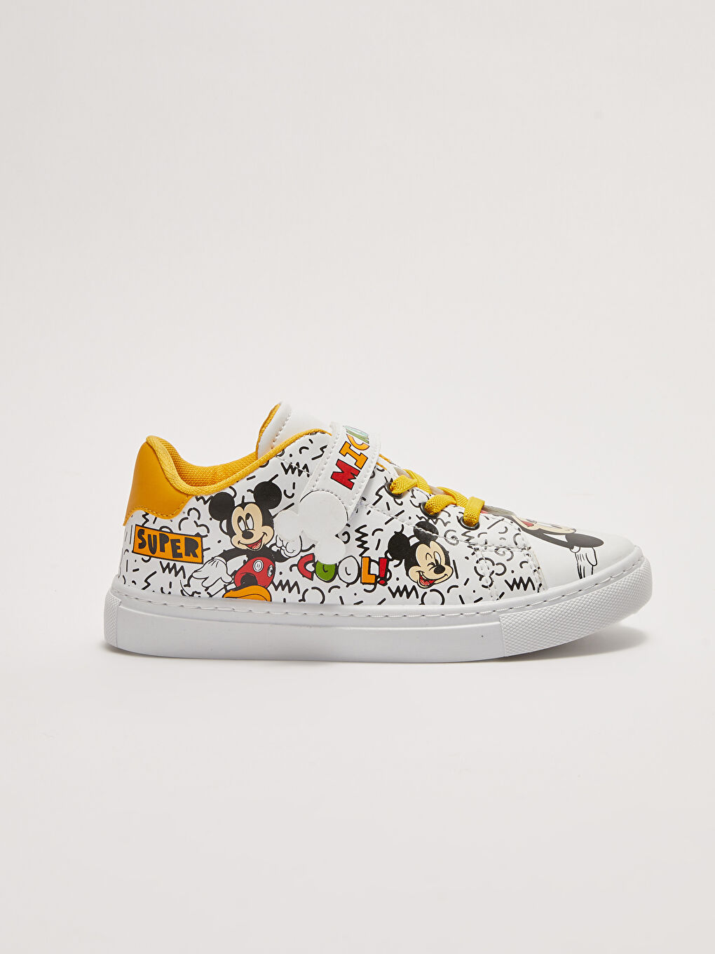 Beyaz Mickey Mouse Lisanslı Bağcık ve Cırt Cırtlı Erkek Çocuk Spor Ayakkabı-1