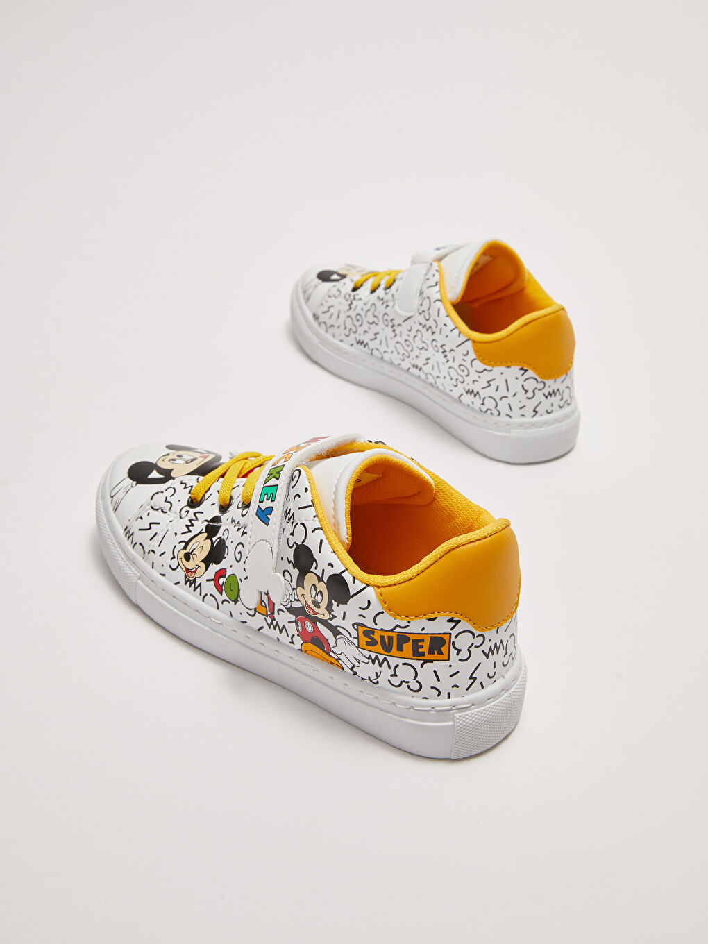 Beyaz Mickey Mouse Lisanslı Bağcık ve Cırt Cırtlı Erkek Çocuk Spor Ayakkabı-4