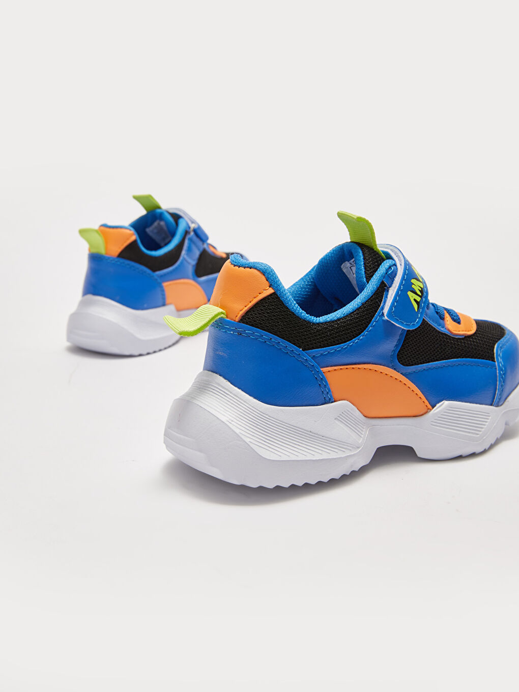 Mavi File Detaylı Renk Bloklu Bağcık ve Cırt Cırtlı Erkek Çocuk Spor Ayakkabı-4