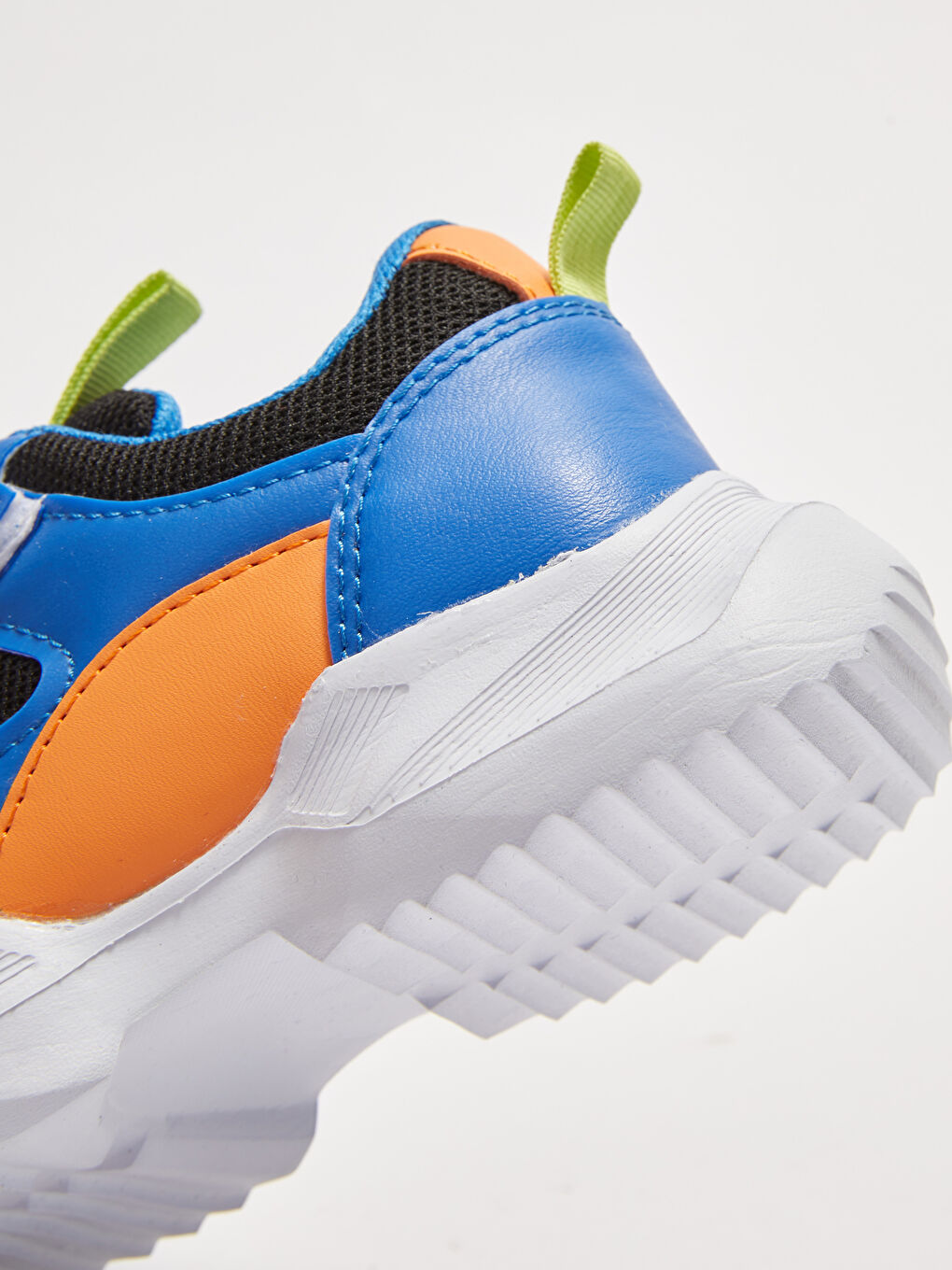 Mavi File Detaylı Renk Bloklu Bağcık ve Cırt Cırtlı Erkek Çocuk Spor Ayakkabı-5