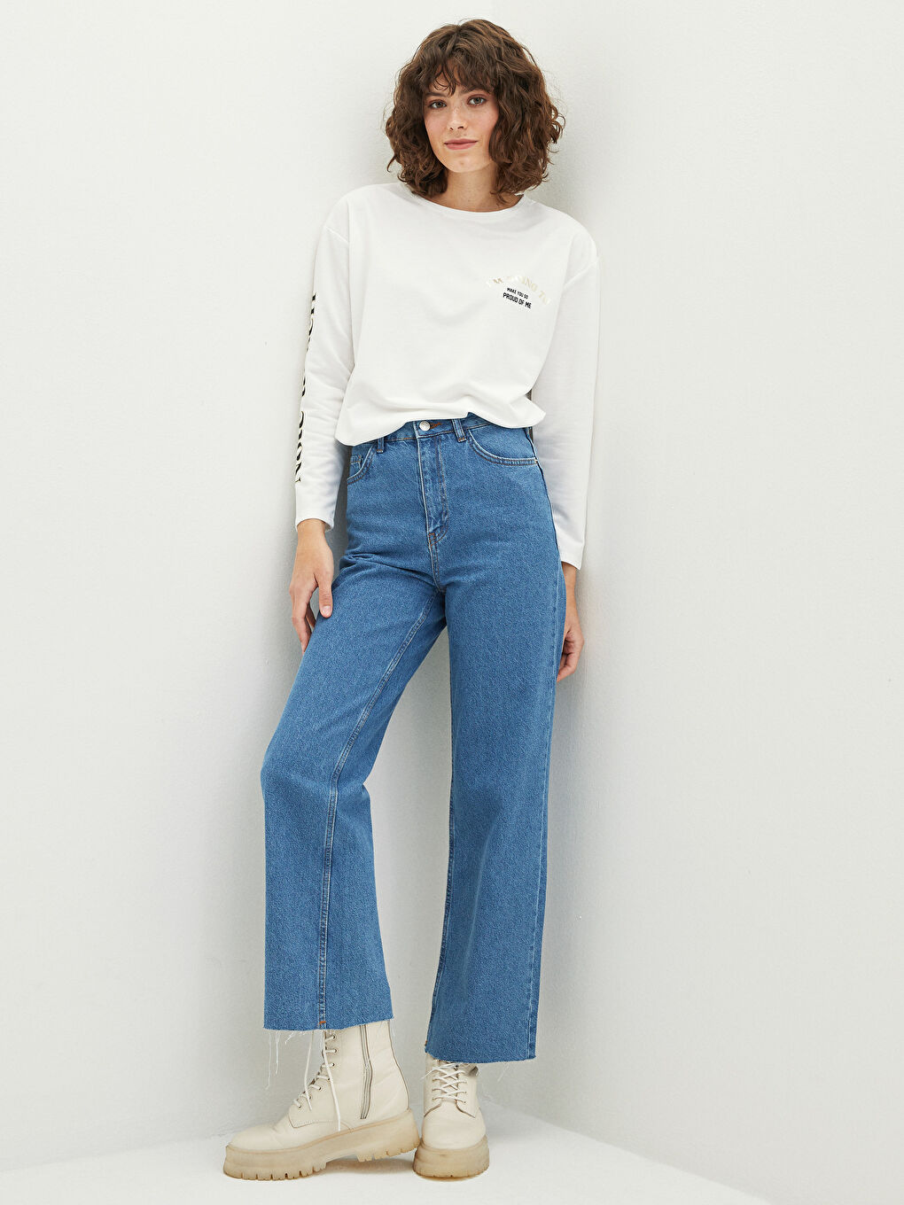 Crew Neck Letter Printed Long Sleeve Women's T-Shirt-2