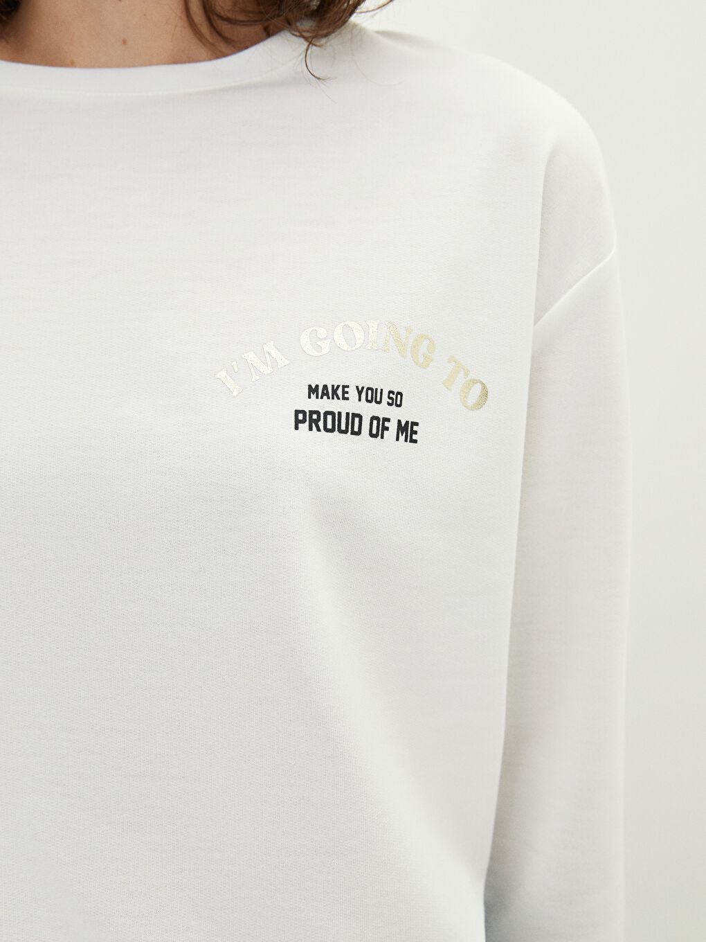 Crew Neck Letter Printed Long Sleeve Women's T-Shirt-3