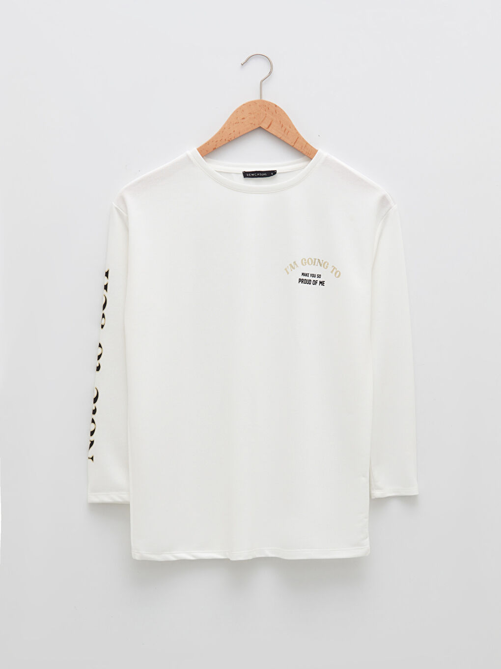 Crew Neck Letter Printed Long Sleeve Women's T-Shirt-5