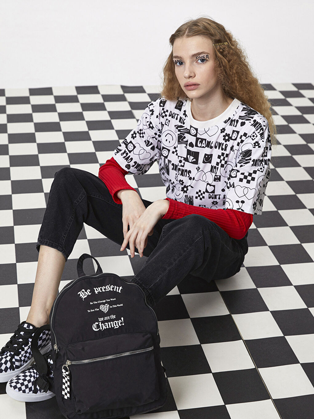 Parachute Fabric Letter Printed Women's Backpack-3