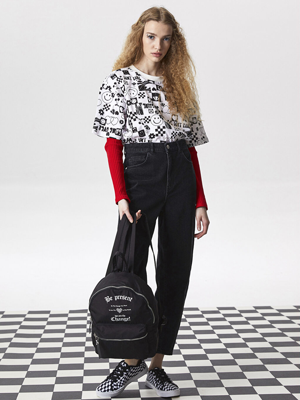 Parachute Fabric Letter Printed Women's Backpack-5