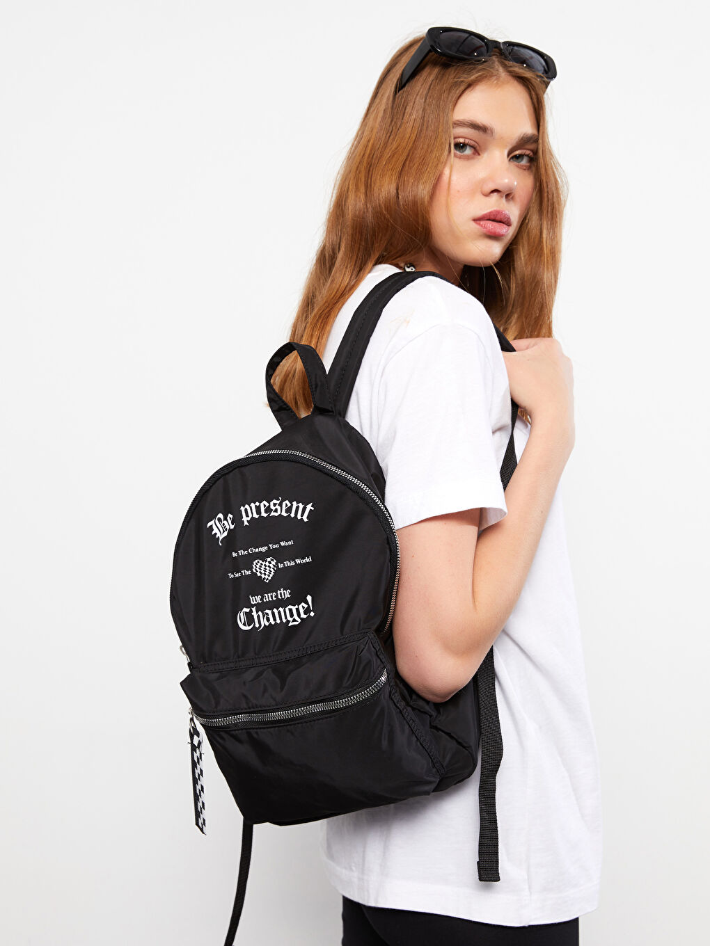 Parachute Fabric Letter Printed Women's Backpack
