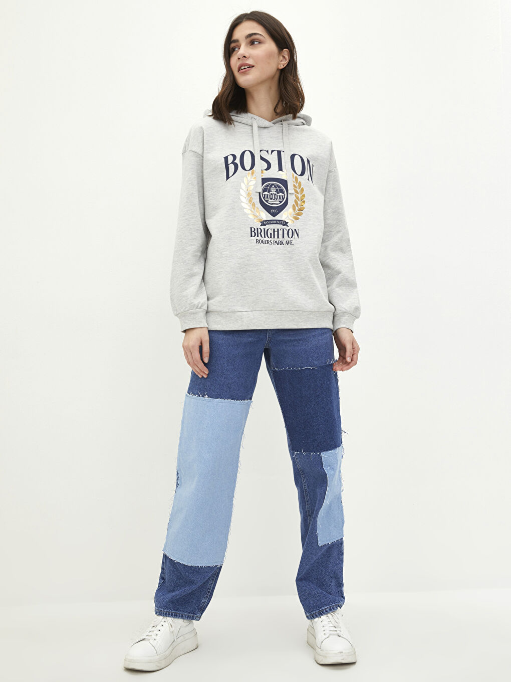 Женское худи с длинным рукавом и принтом-2