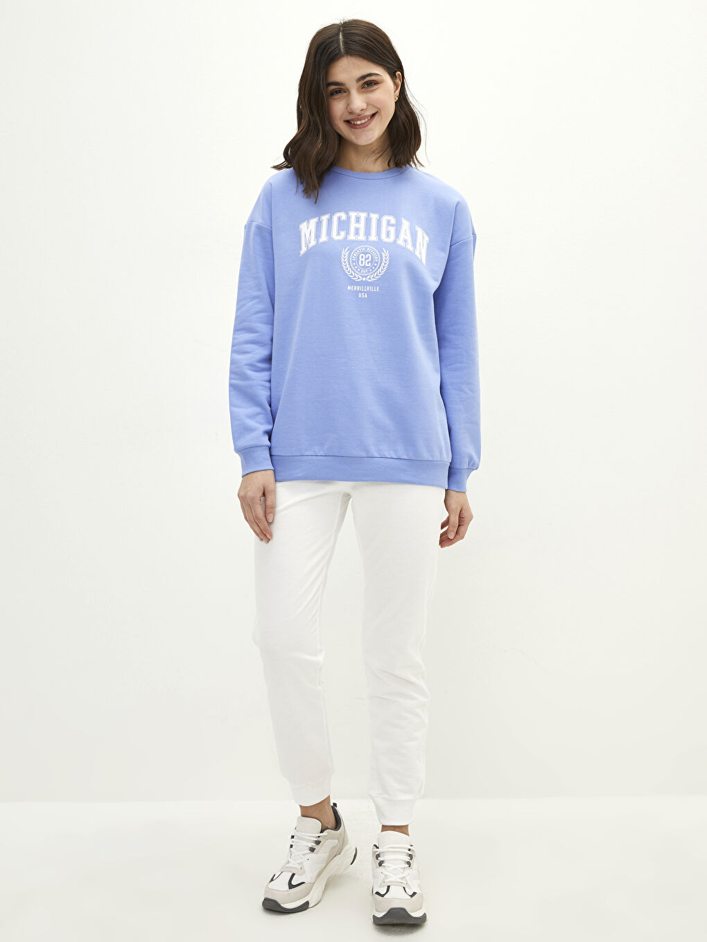 Mavi Bisiklet Yaka Yazı Baskılı Uzun Kollu Kadın Sweatshirt-2