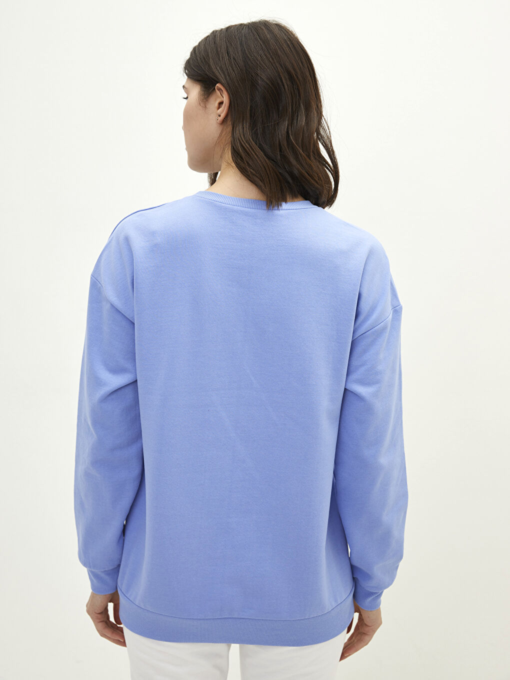 Mavi Bisiklet Yaka Yazı Baskılı Uzun Kollu Kadın Sweatshirt-4