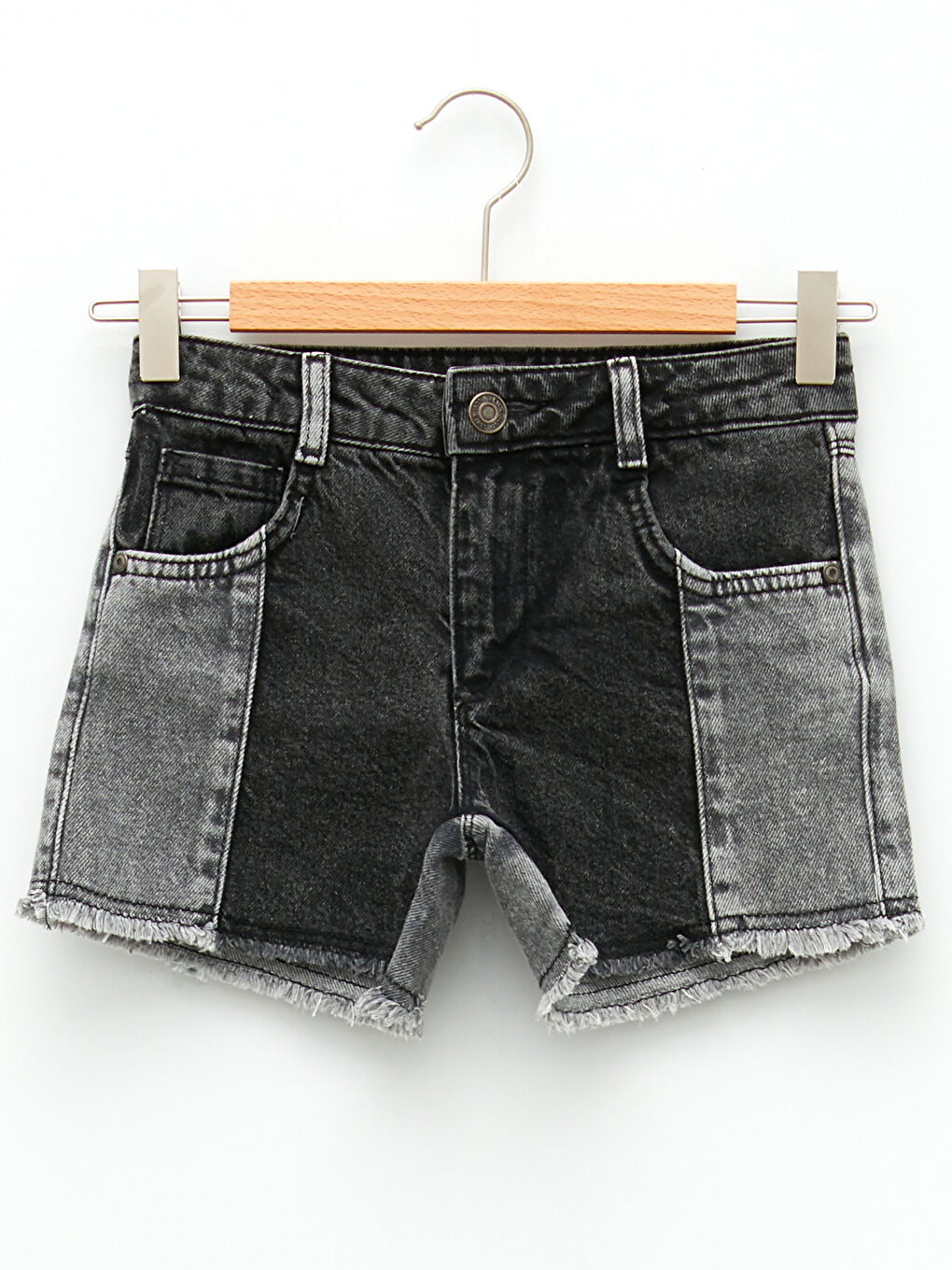 Mavi Renk Bloklu Kız Çocuk Jean Şort