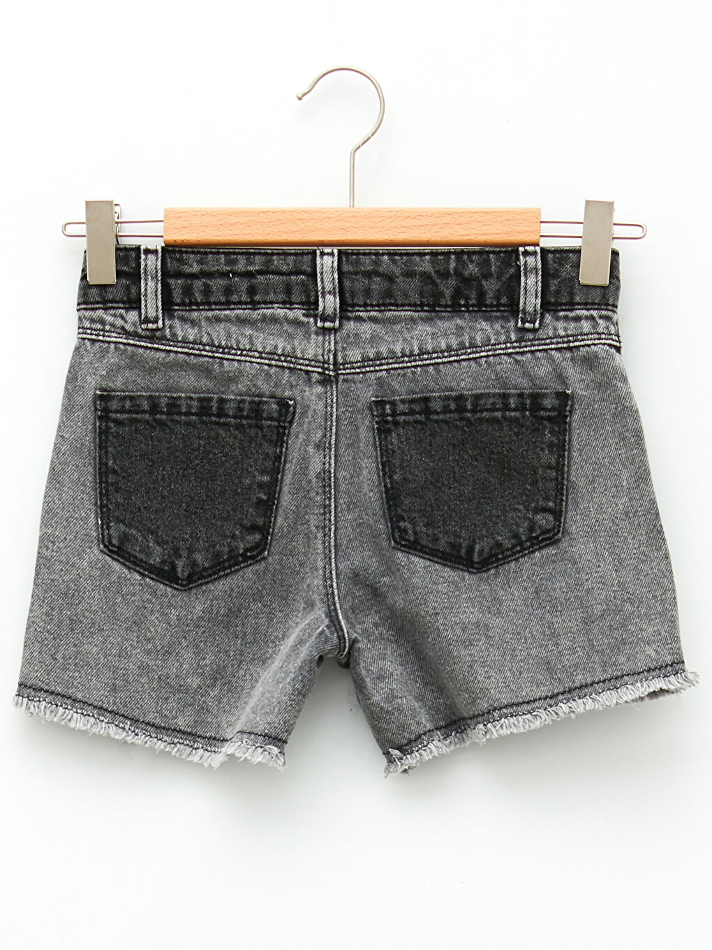 Mavi Renk Bloklu Kız Çocuk Jean Şort-1