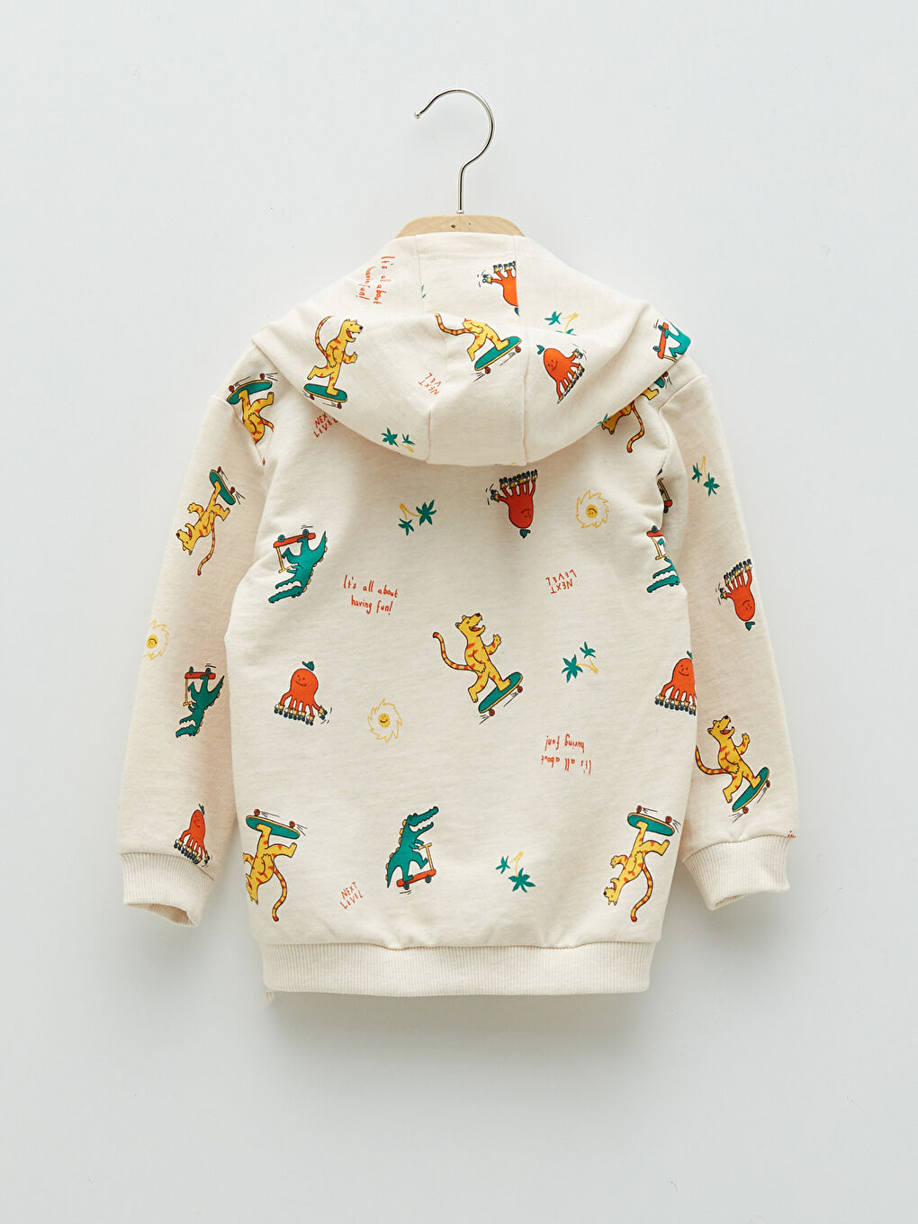Hooded Long Sleeve Printed Baby Boy Zippered Sweatshirt-1