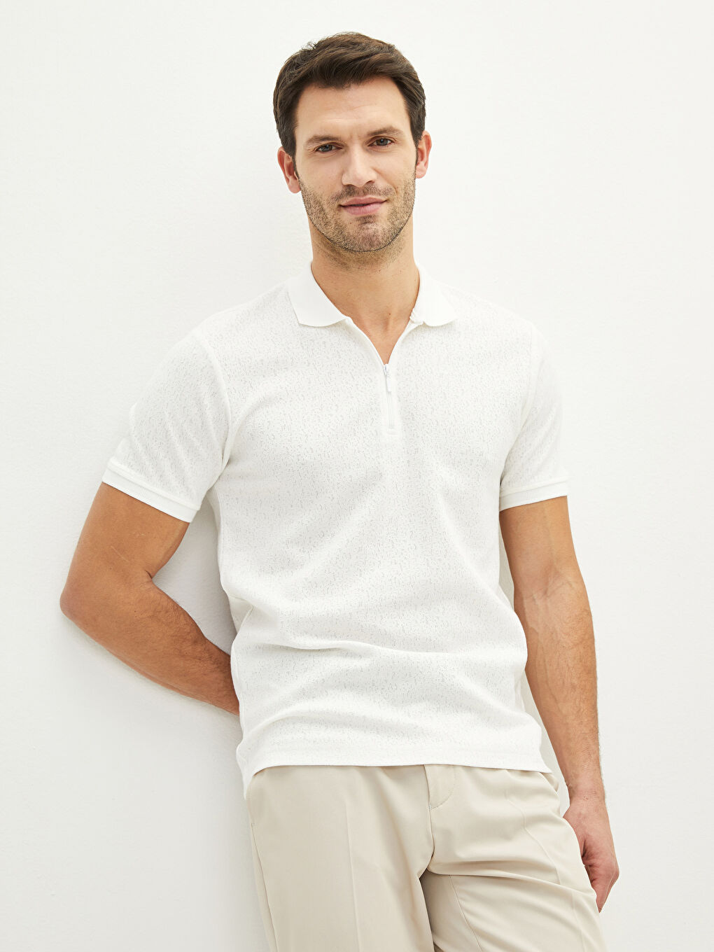 Polo Neck Short Sleeve Men's T-Shirt-1