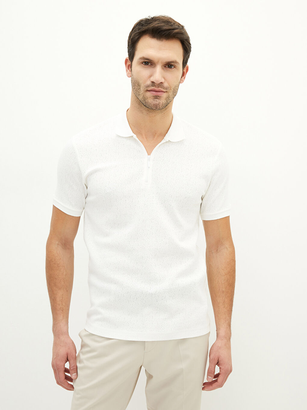 Polo Neck Short Sleeve Men's T-Shirt-3