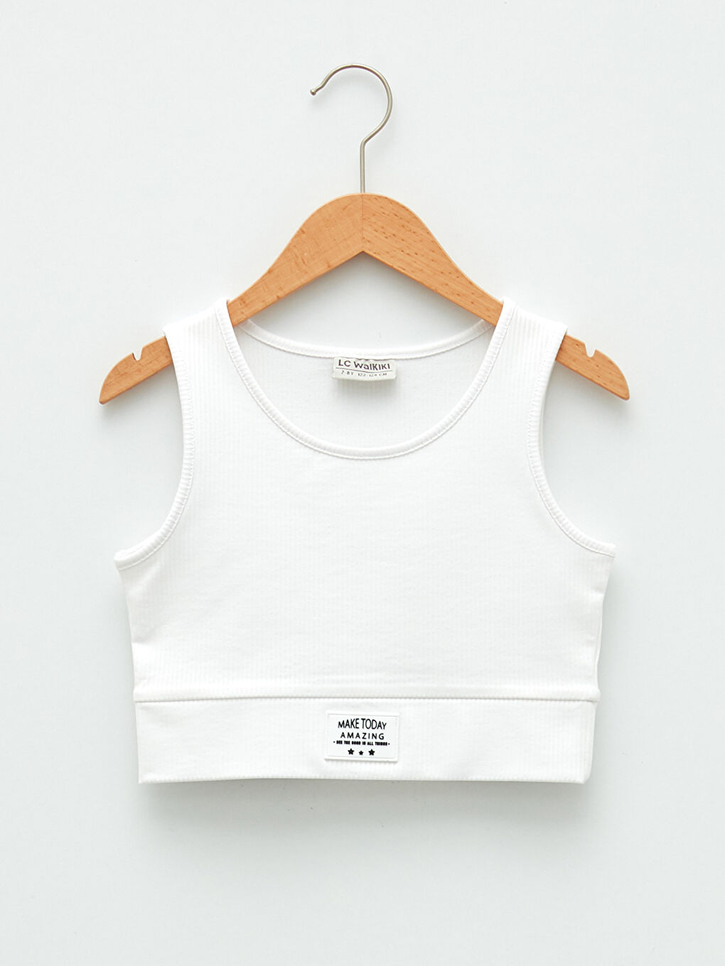 Beyaz Bisiklet Yaka Basic Kız Çocuk Crop Atlet