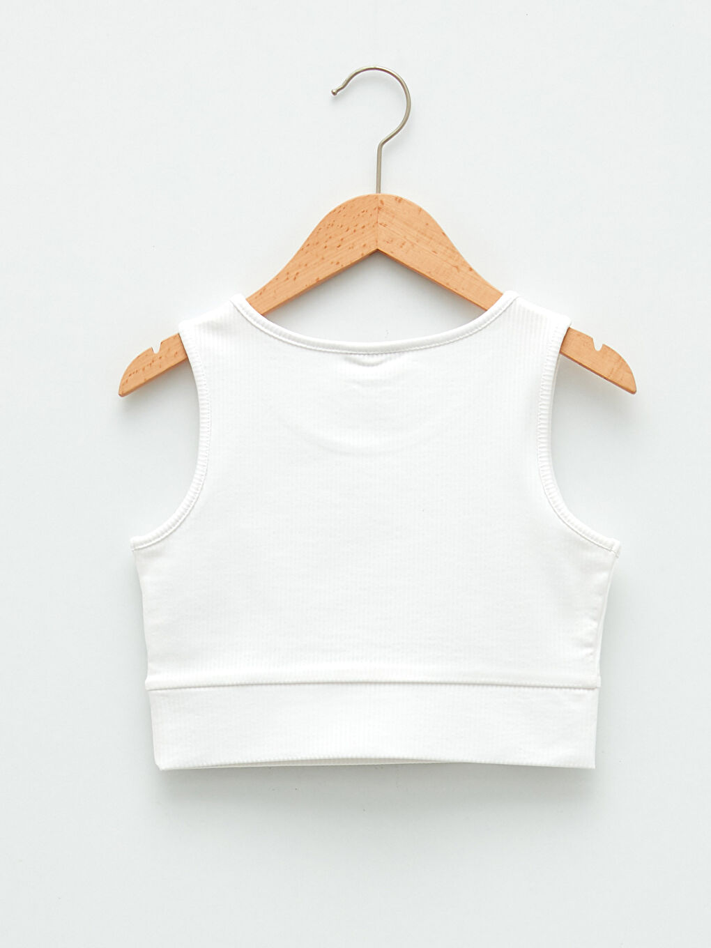 Beyaz Bisiklet Yaka Basic Kız Çocuk Crop Atlet-1