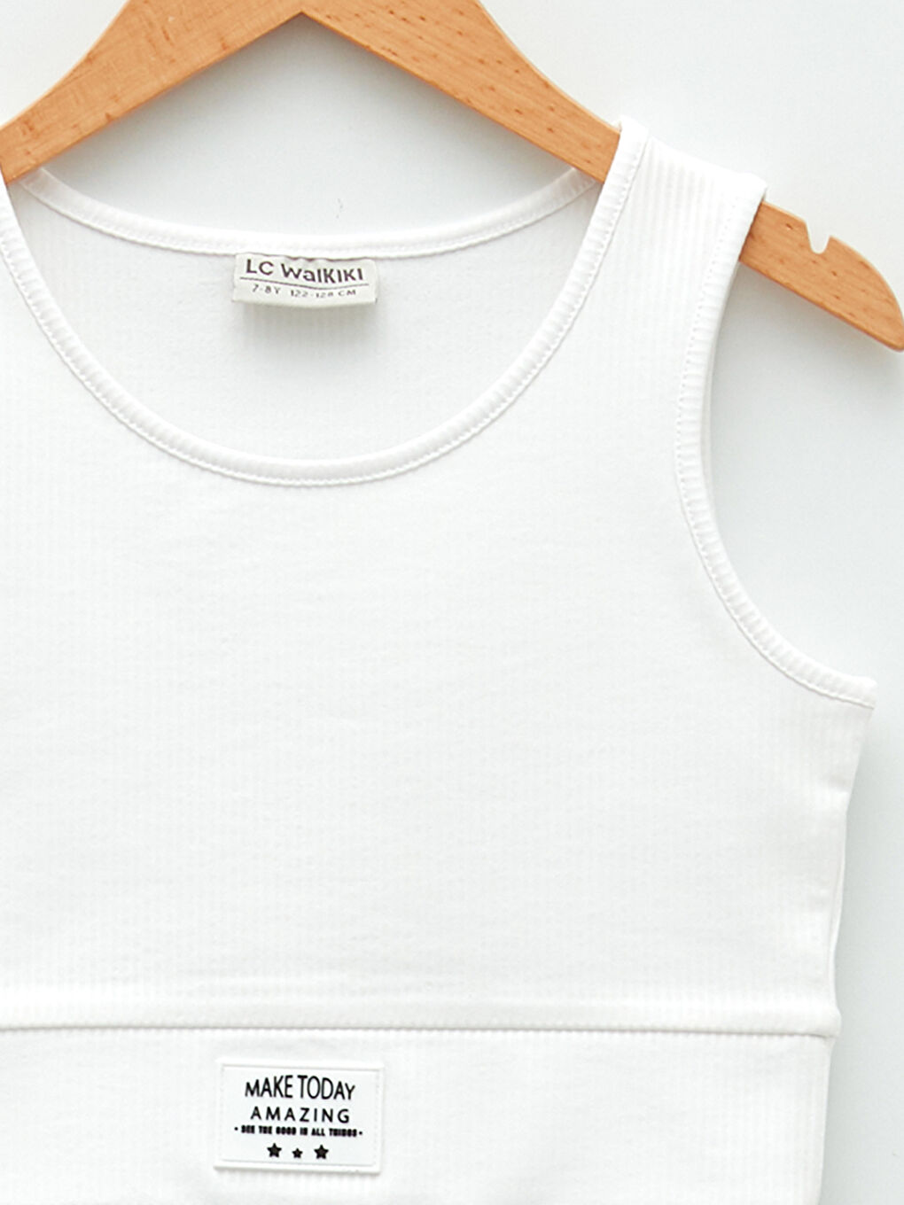 Beyaz Bisiklet Yaka Basic Kız Çocuk Crop Atlet-2