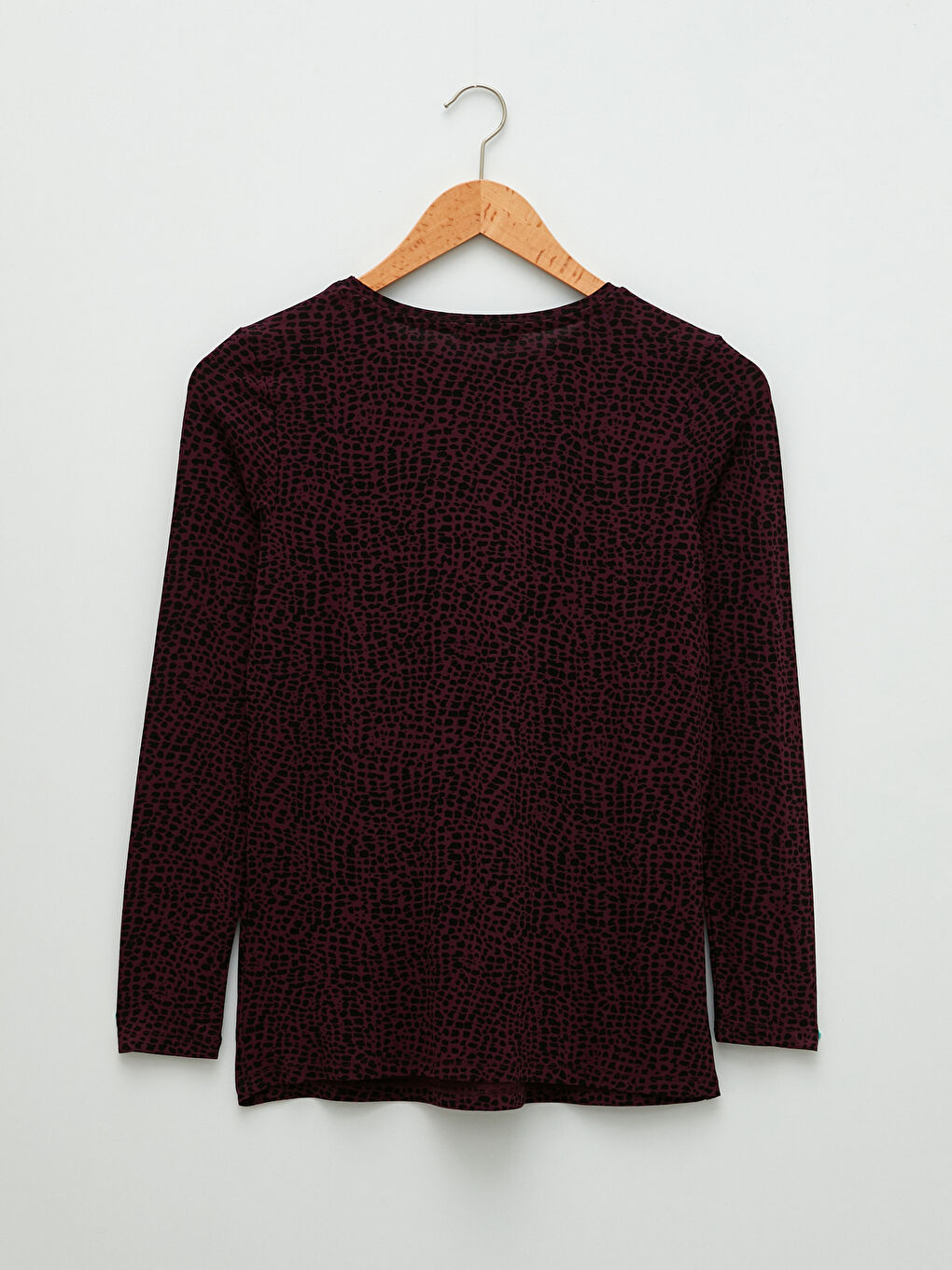 Тениска с кръгло деколте, шарки и дълъг ръкав за жени-5