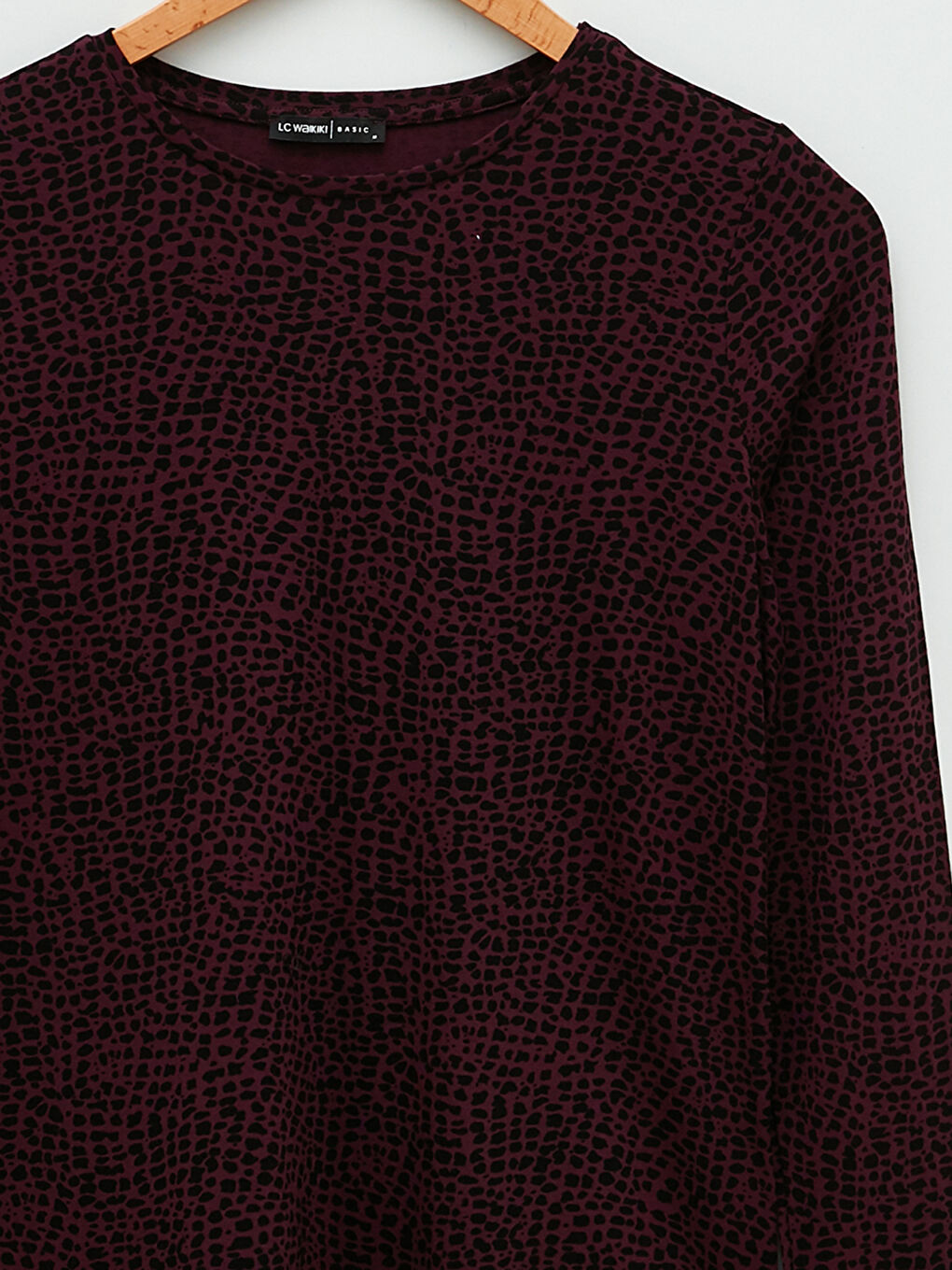 Тениска с кръгло деколте, шарки и дълъг ръкав за жени-6