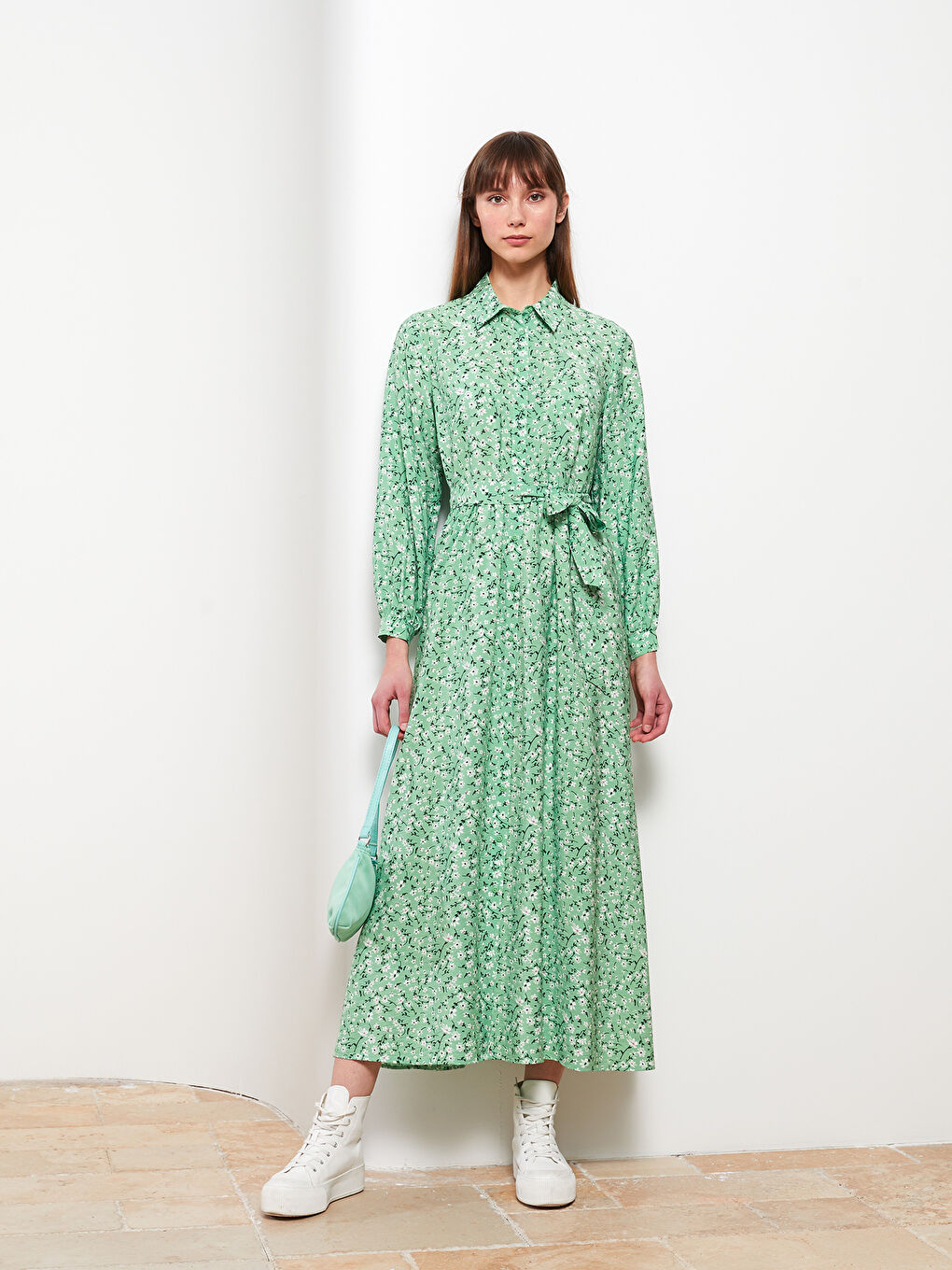 Floral Long Sleeve Women's Shirt Dress