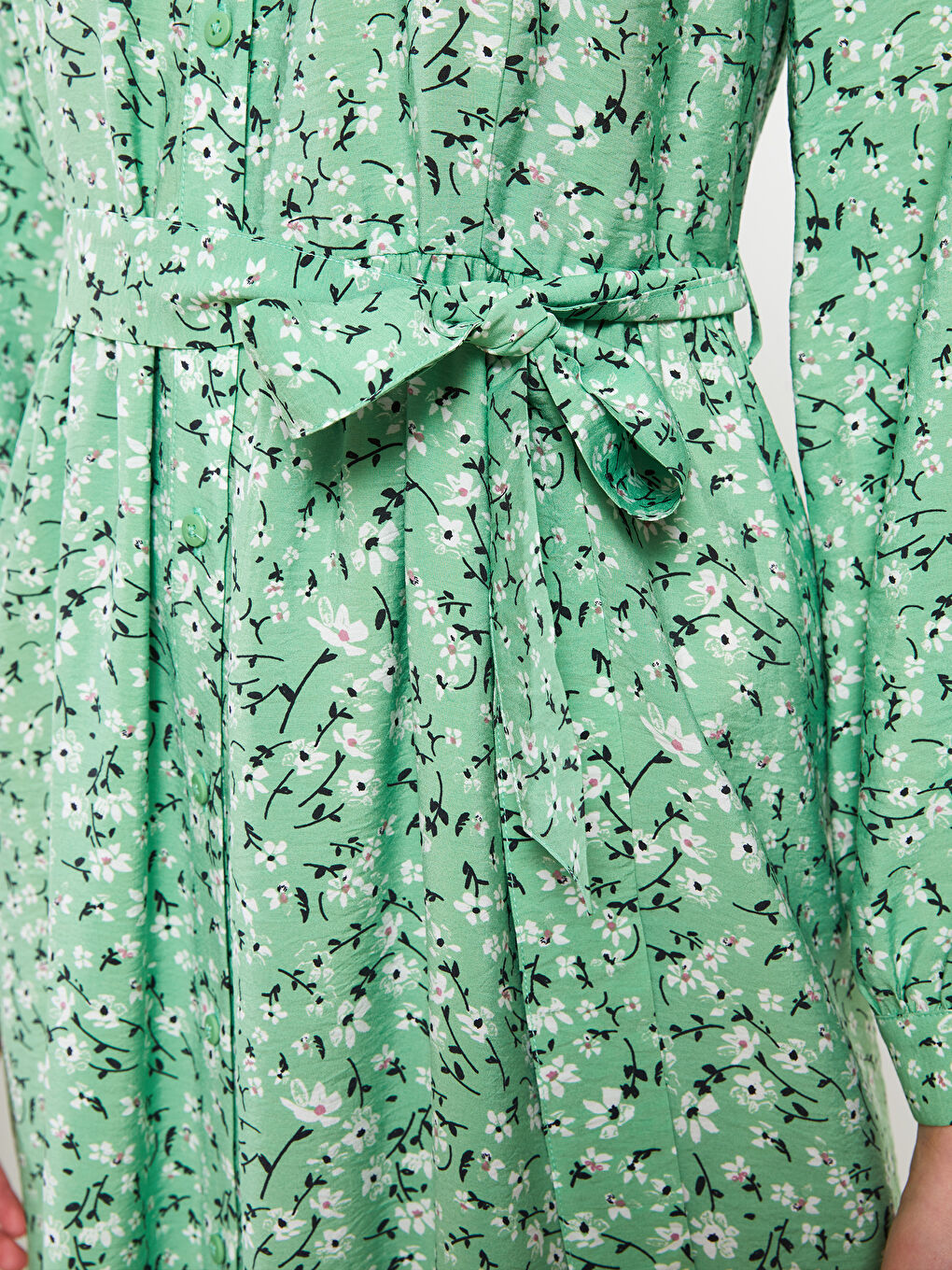 Floral Long Sleeve Women's Shirt Dress-1