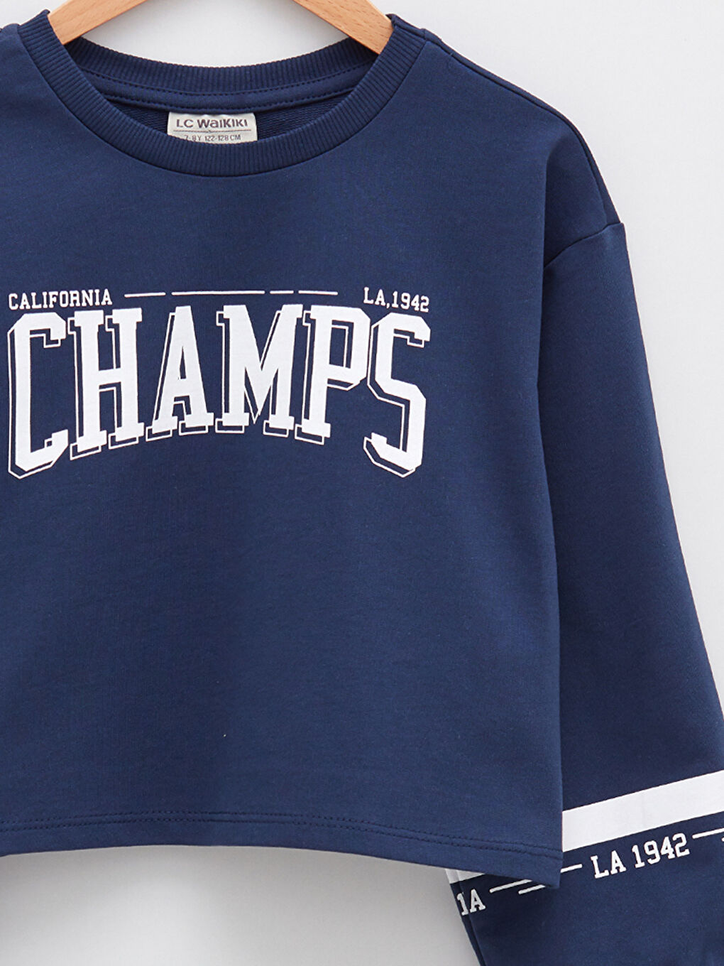 سويت شيرت كم طويل مطبوع بياقة دائرية للبنات-2