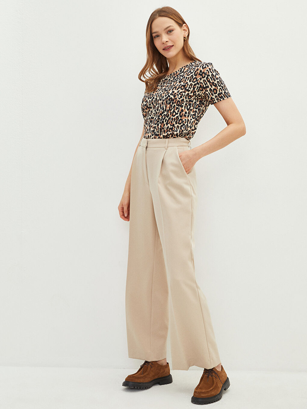 Crew Neck Patterned Short Sleeve Cotton Women's T-Shirt-1