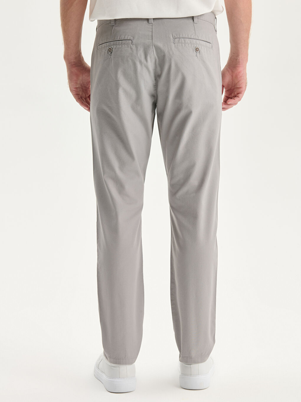 Gri Dar Kalıp Erkek Chino Pantolon-3
