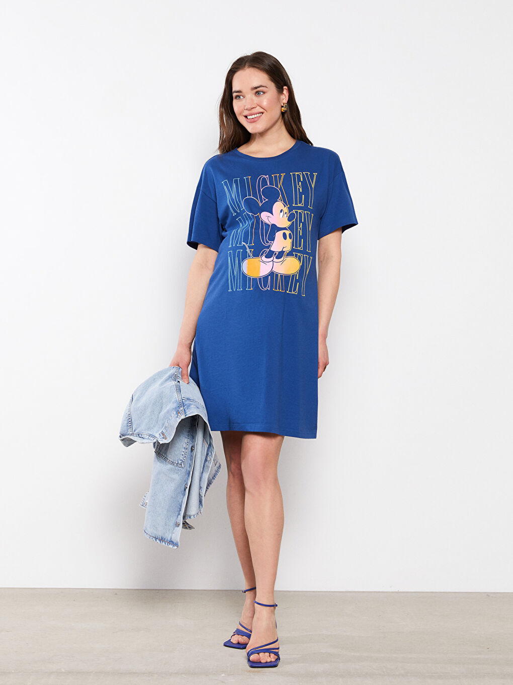 Crew Neck Mickey Mouse Printed Short Sleeve Cotton Maternity Dress -S2BI37Z8-HPQ