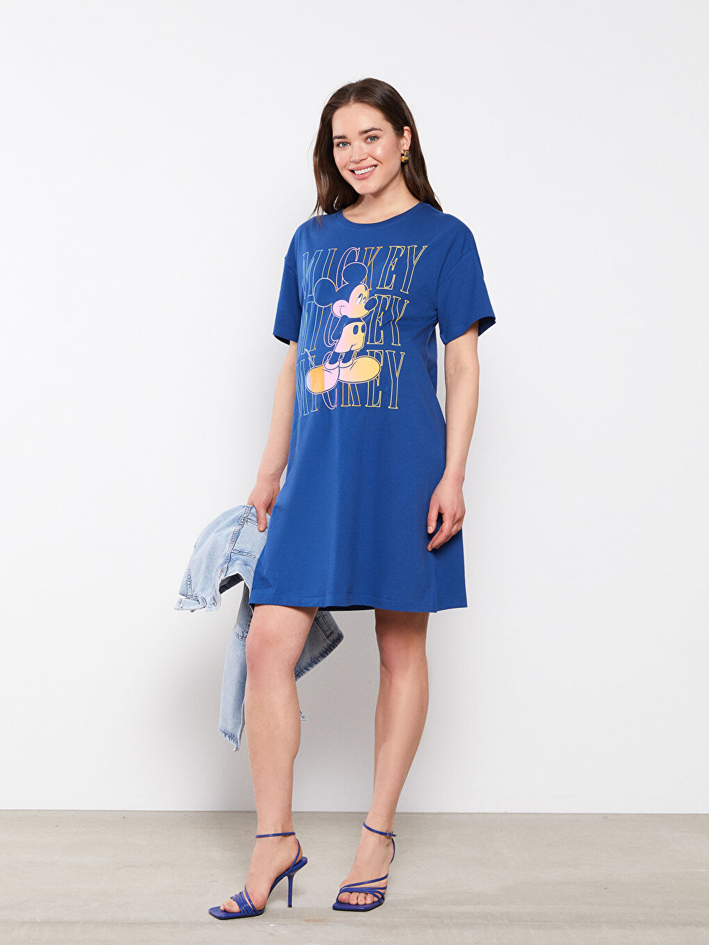 Crew Neck Mickey Mouse Printed Short Sleeve Cotton Maternity Dress -S2BI37Z8-HPQ