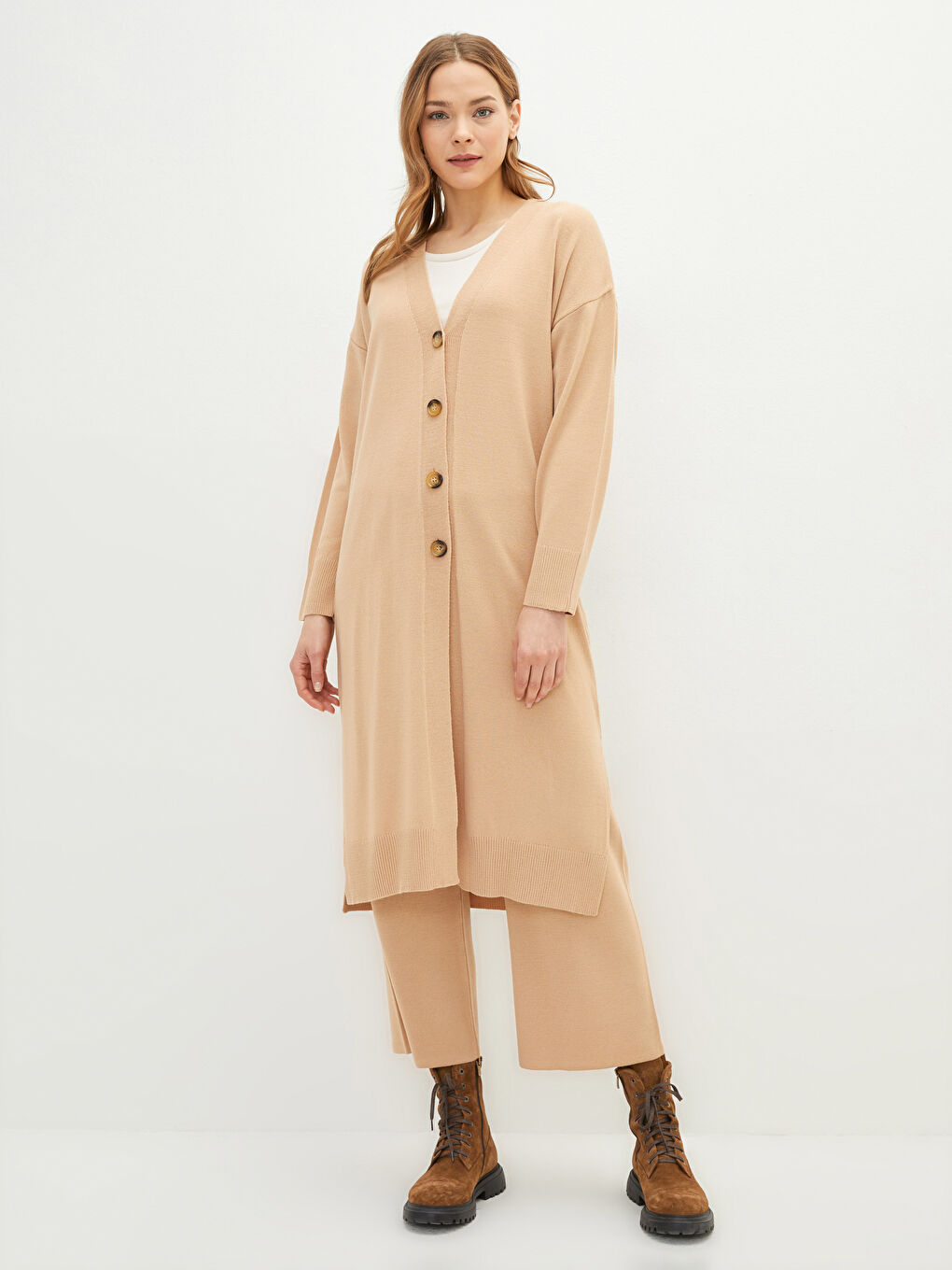 Cardigan en Tricot à Encolure en V pour Femmes-1