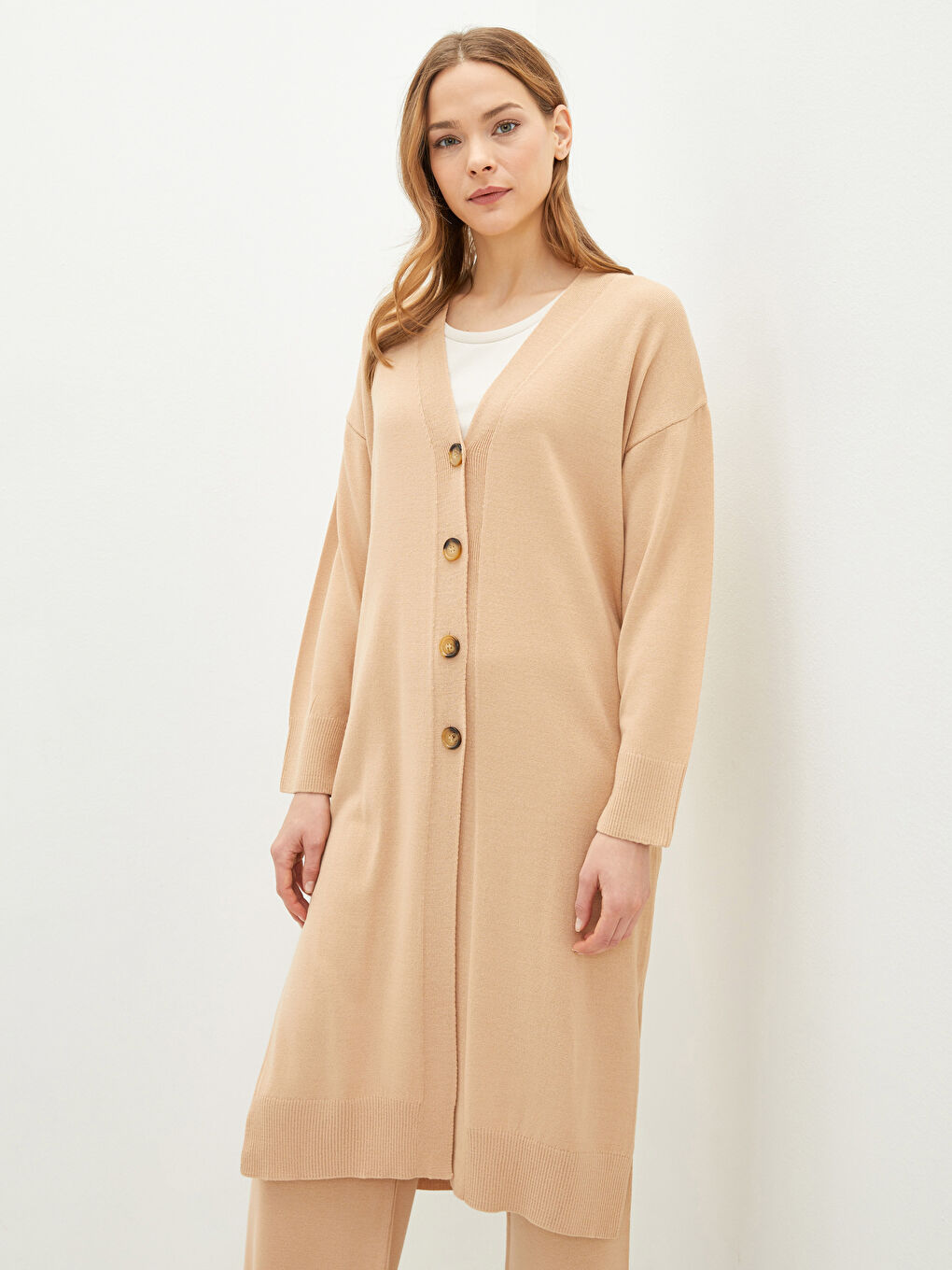 Cardigan en Tricot à Encolure en V pour Femmes-2