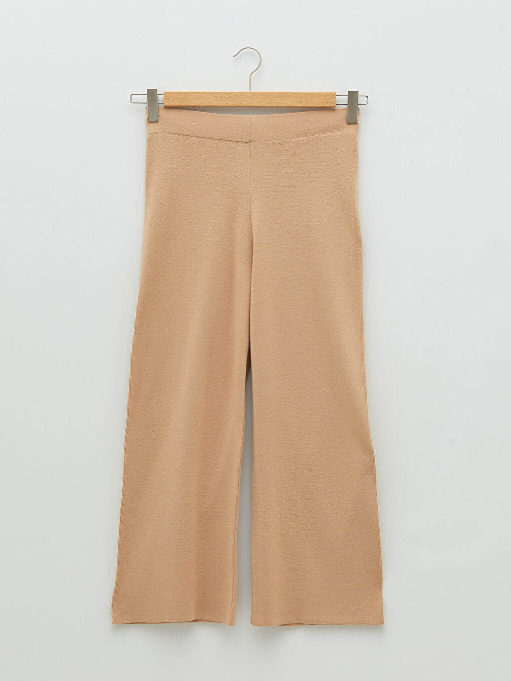 Pantaloni Tricotați Simpli cu Talie Elastică pentru Femei-5